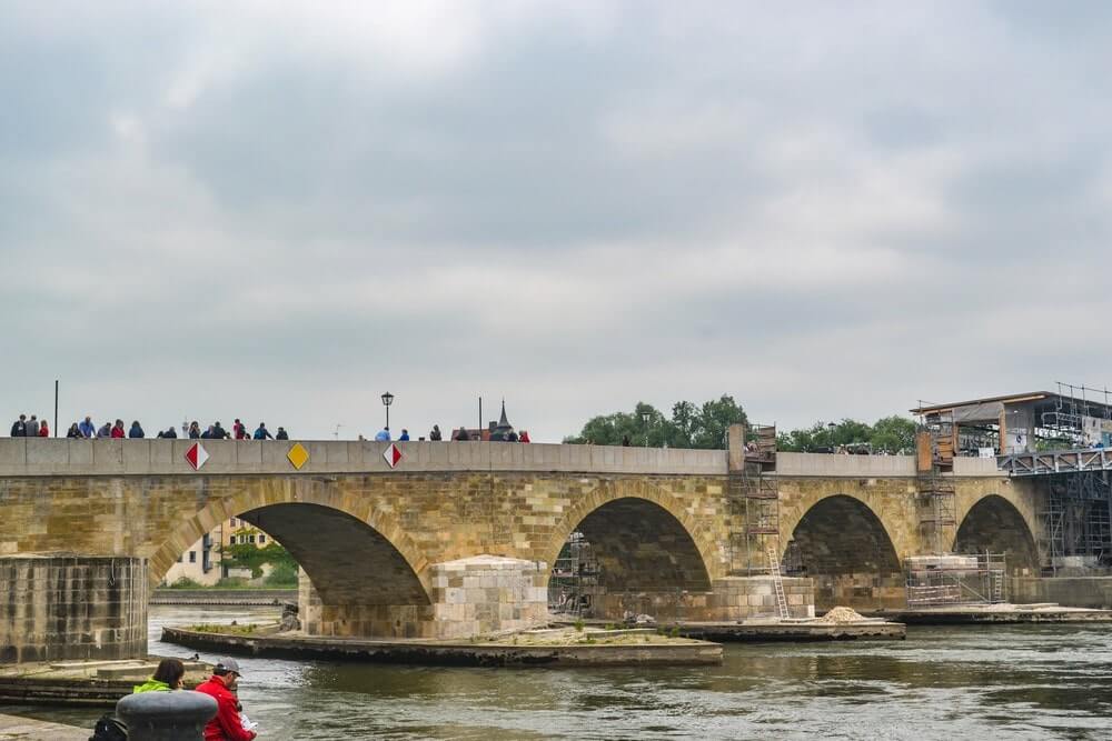 old stone bridge in regensburg germany