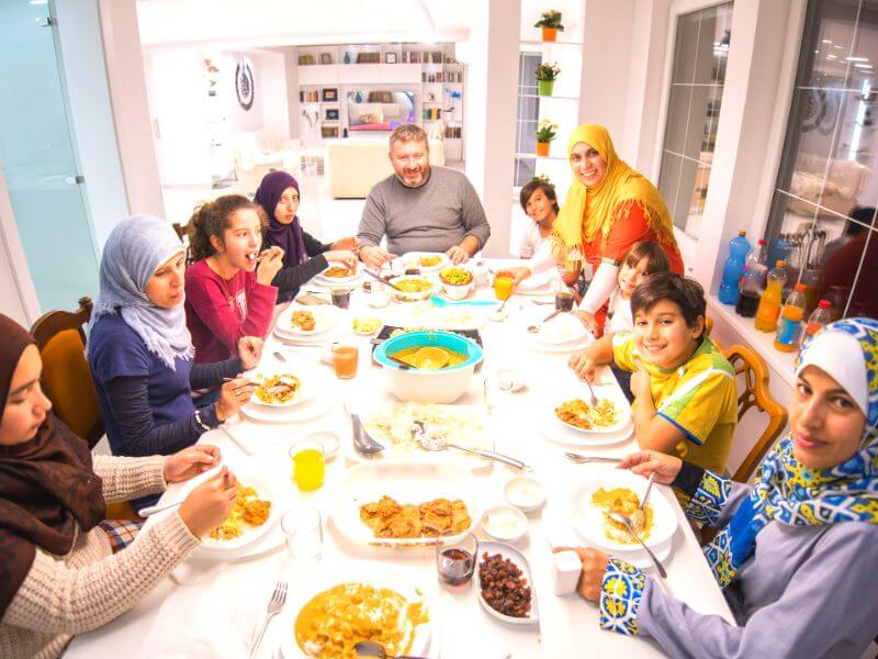 Arab family bonding over food