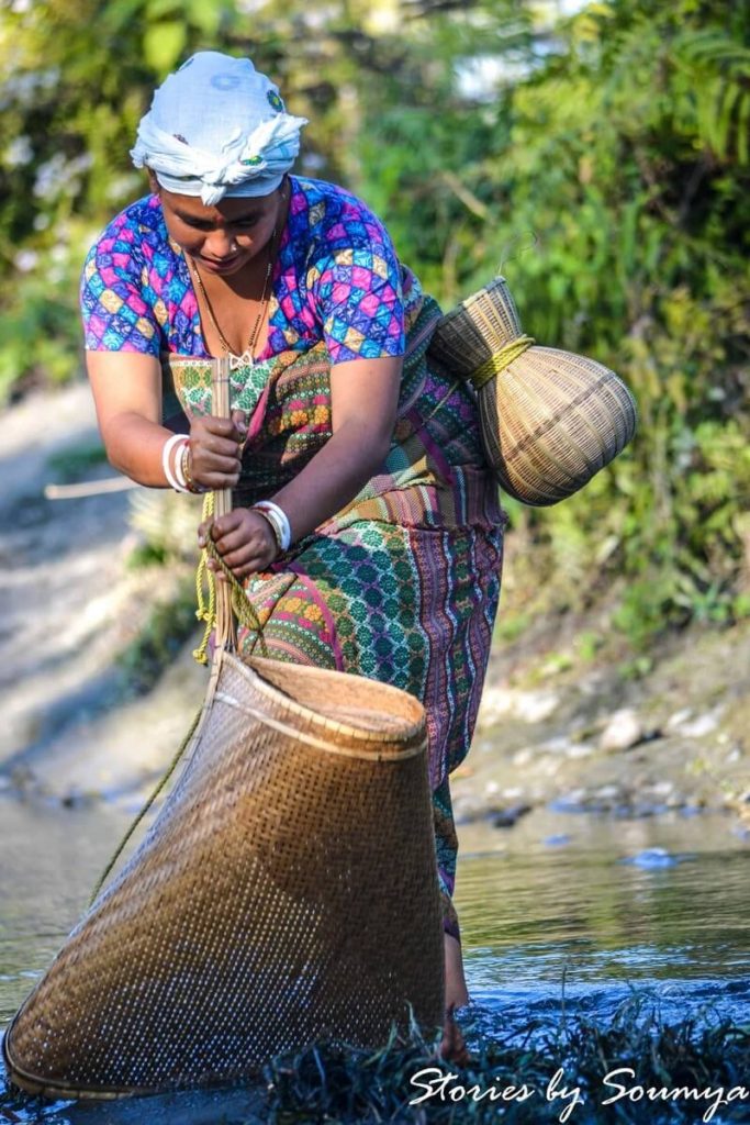 Bodo woman fishing