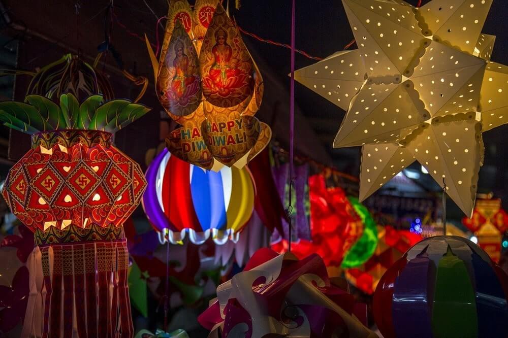 Colorful Diwali Lamps in India