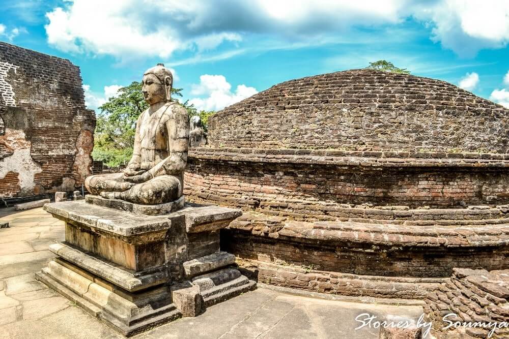 Statue of Buddha at the Vatadage of Polonnaruwa's Sacred Quadrangle