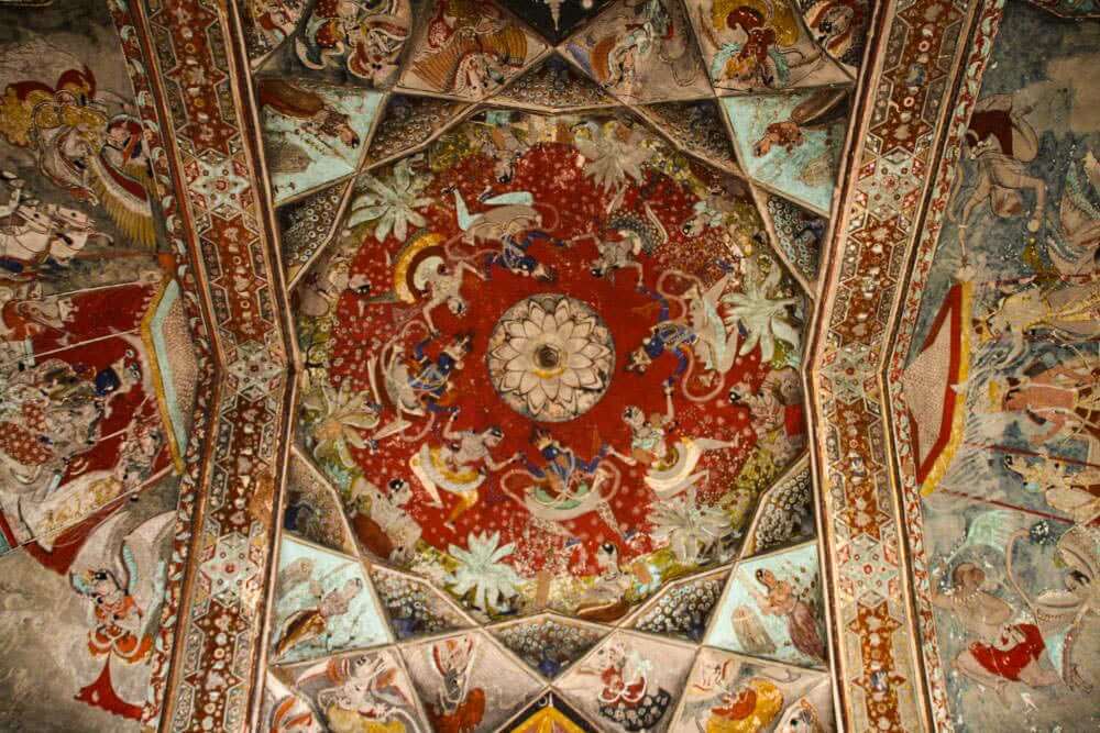 Painted ceiling of Garh Palace Bundi - one of the lesser-known palaces of India