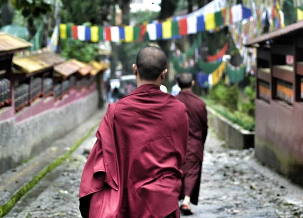 Monks at Enchey Monastery in Gangtok Sikkim