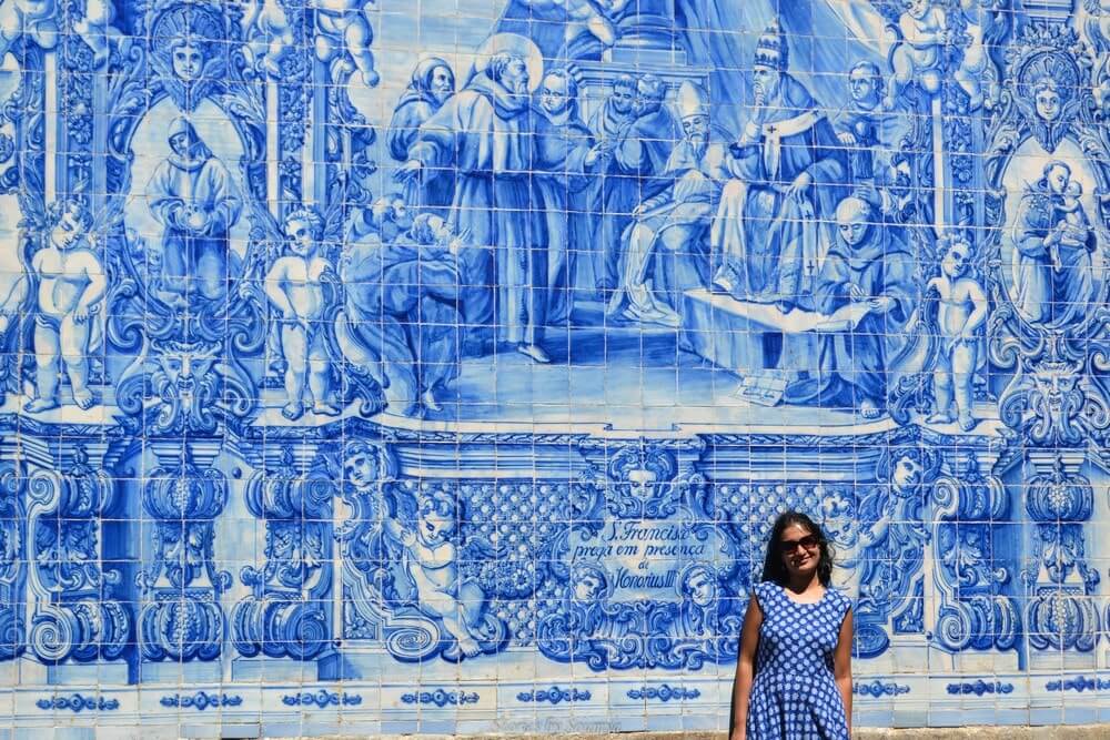 Posing infront of Capela das Almas in Porto Portugal