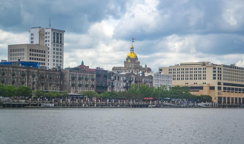 The skyline of Savannah GA in one day