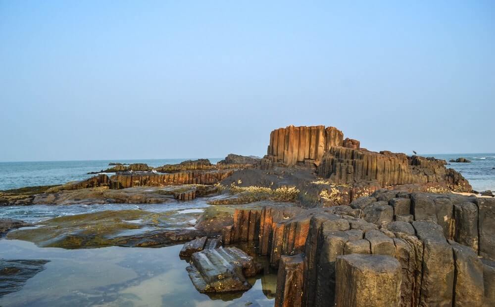 The hexagonal basalt rocks of St. Mary's Island