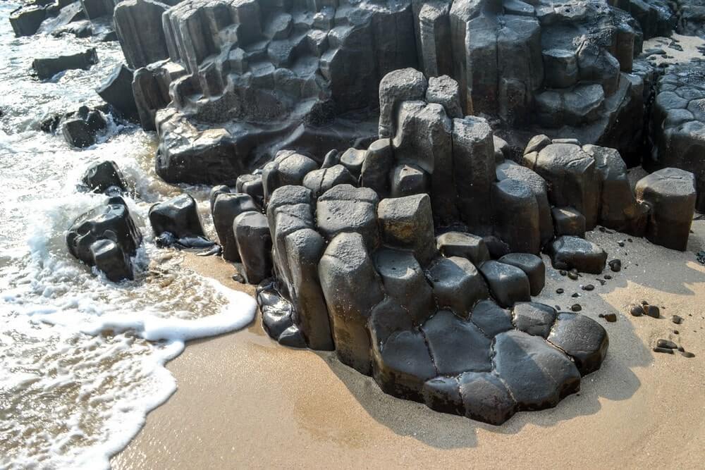 Giant basalt columns at St. Mary's Island Malpe