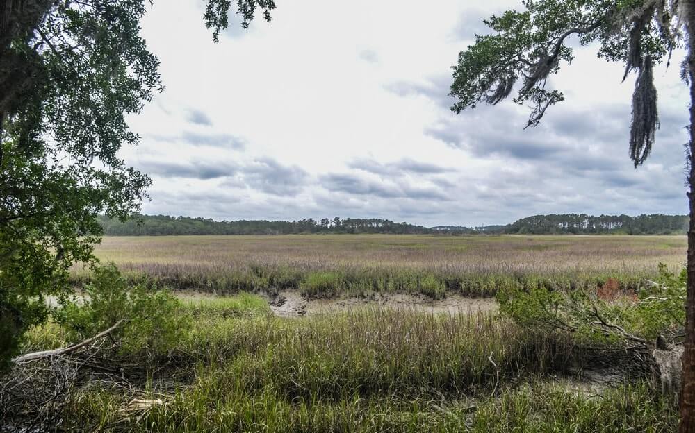 Vast salt flats and marshes at Wormsloe in Savannah GA