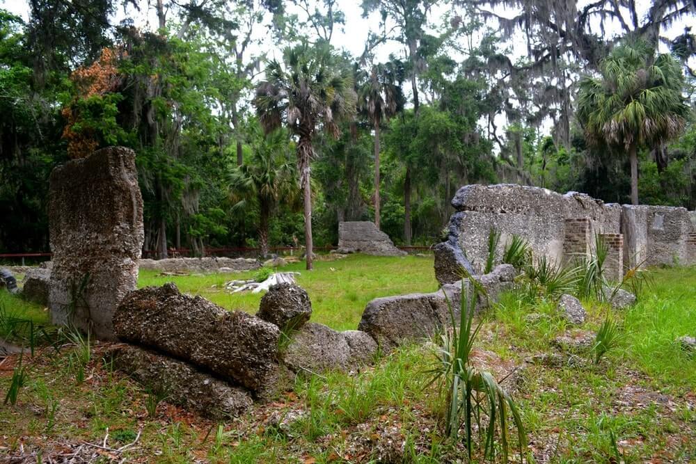 Old tabby ruins at Wormsloe Historic Site in Savannah