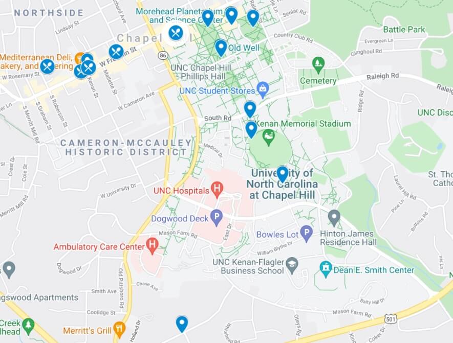 Map of Chapel Hill NC