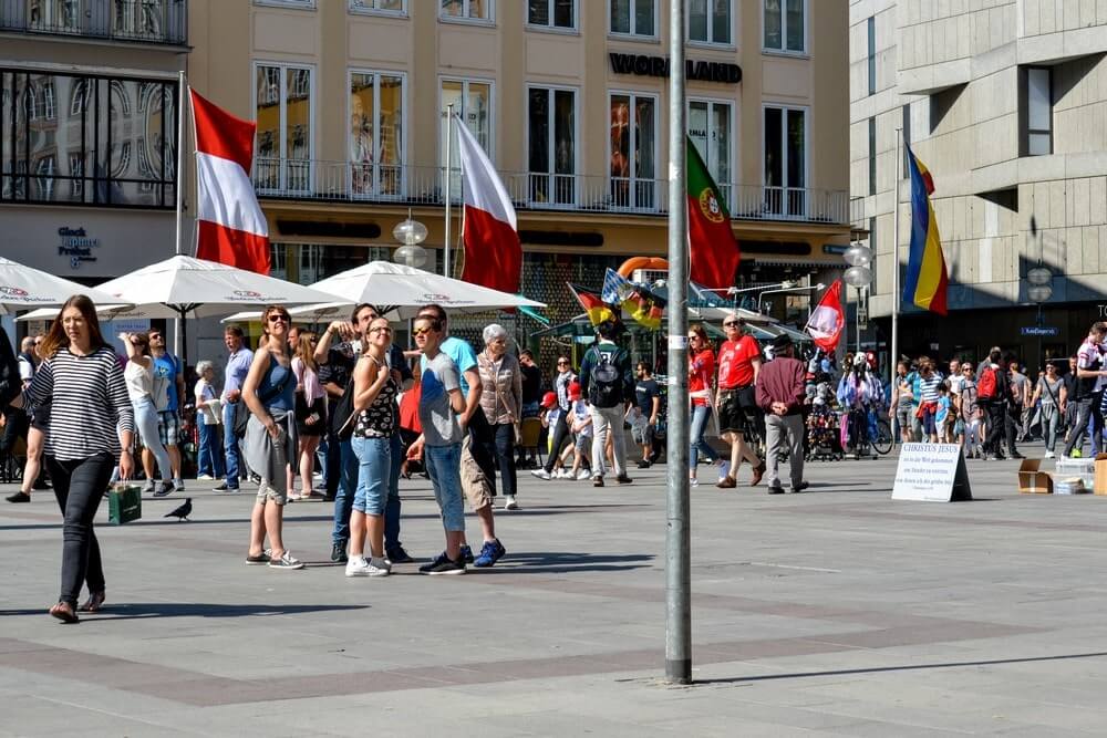 People at Marienplatz in Munich