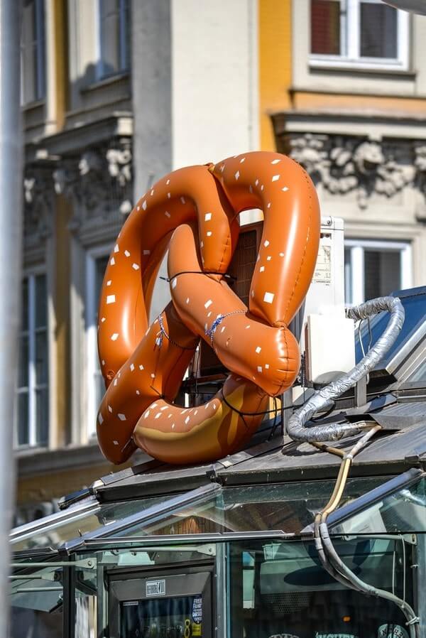 Big pretzel structure at Marienplatz in Munich