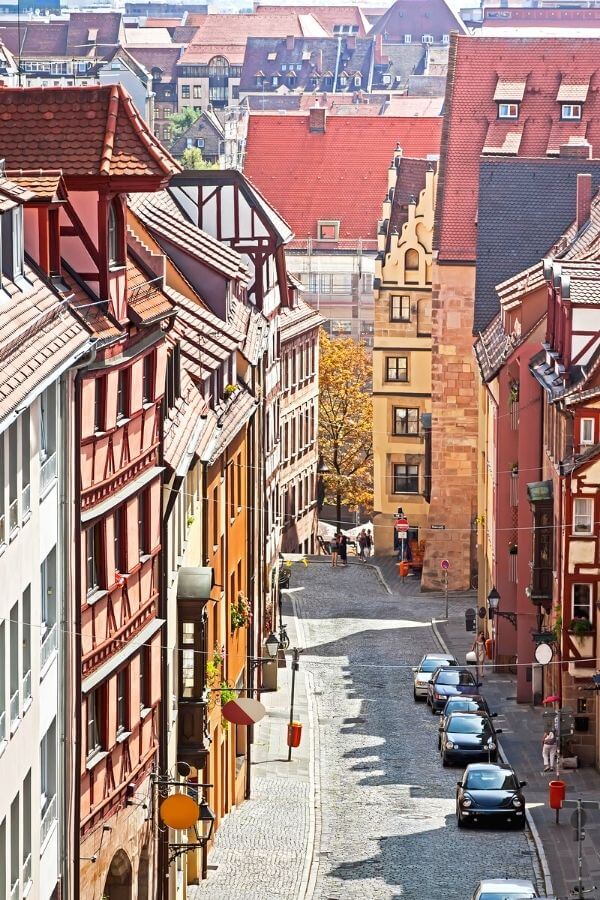 Colorful timbered houses of Nuremberg Germany