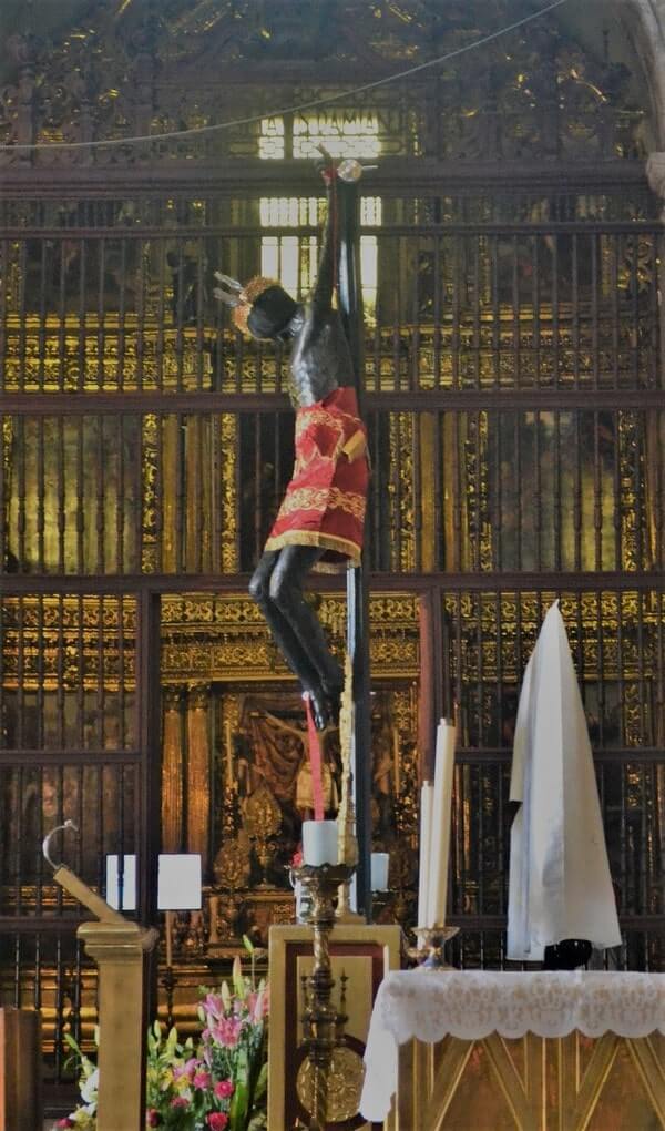 Figure of Black Christ at Metropolitan Cathedral in Historic Center of Mexico City