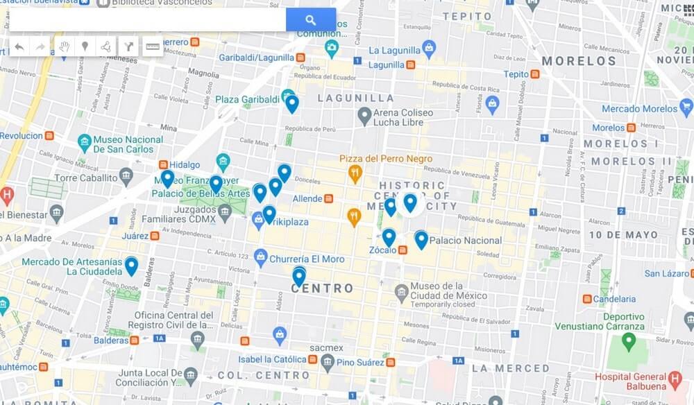 Interactive map of Mexico City Center