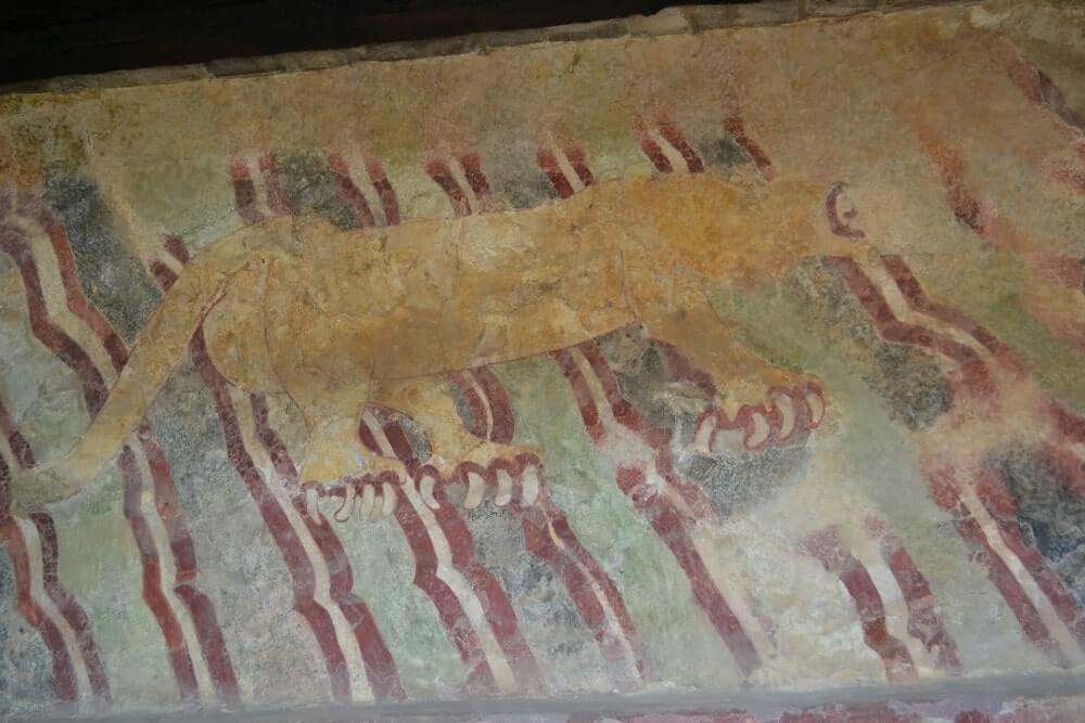 Mural of Jaguar at the Avenue of Dead in Teotihuacan