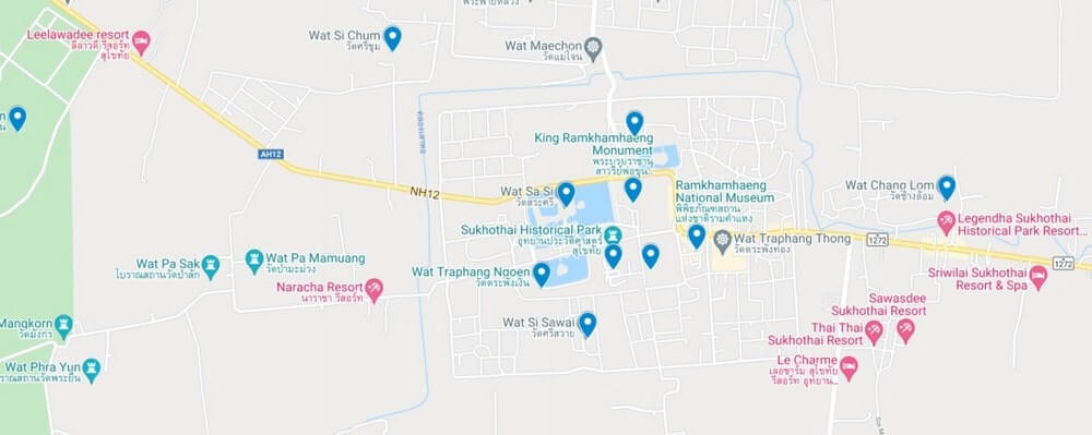 Interactive map of Sukhothai Historical Park
