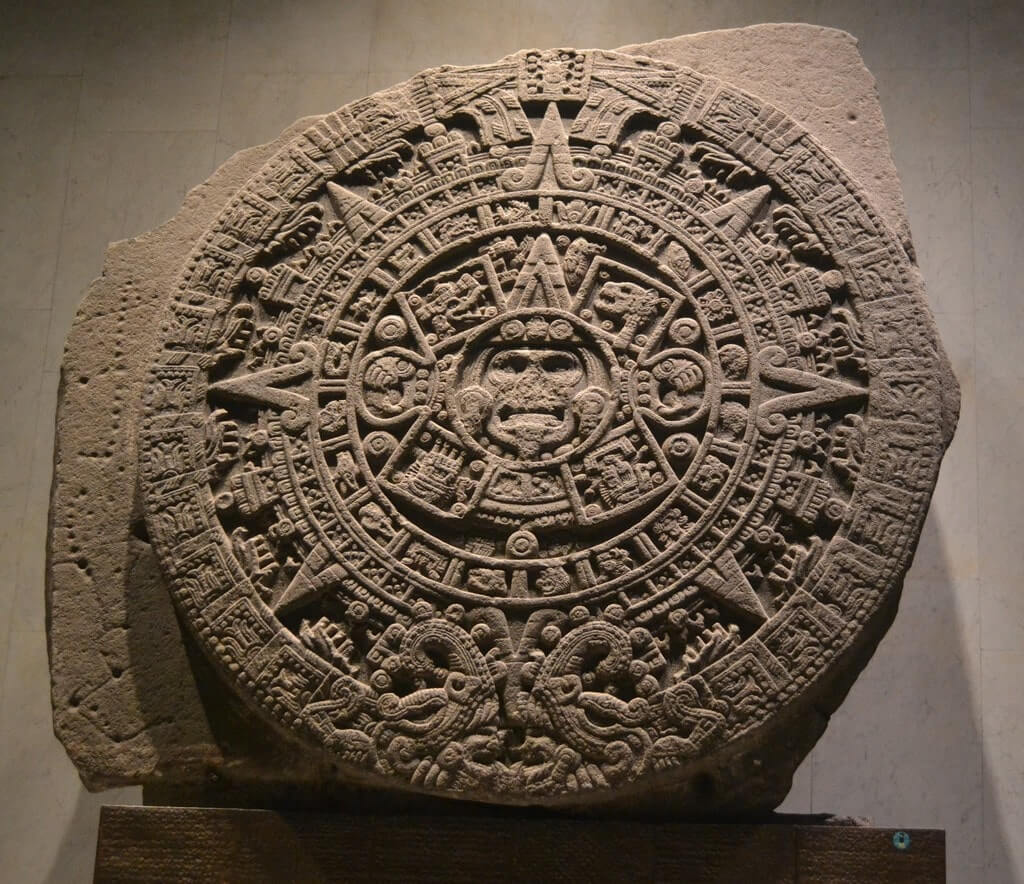 The Aztec Sun Stone at National Anthropology Museum in Mexico City