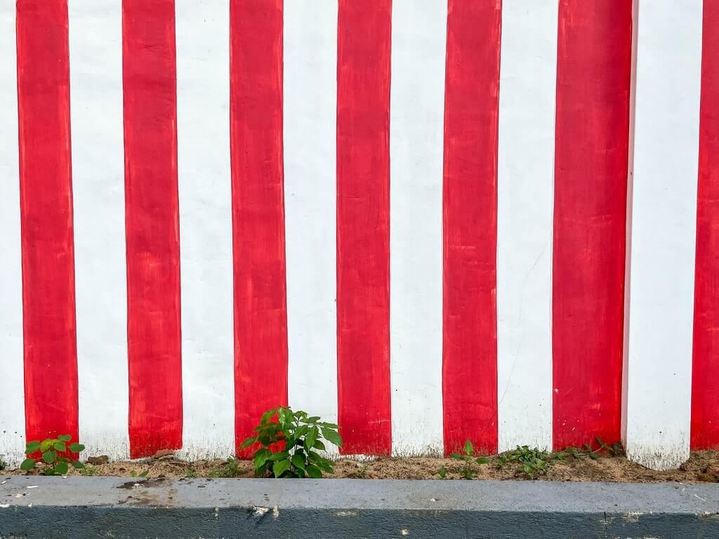 Red and white-washed walls of Hindu Temples in Jaffna