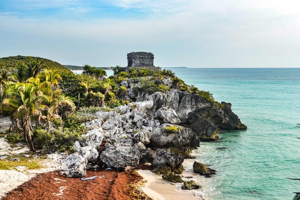 Ruins of Tulum against the Caribbean Sea