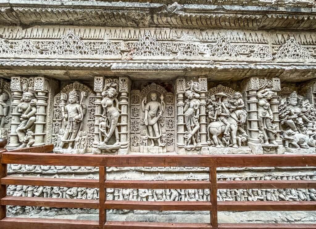 Intricate sculptures at Queen's stepwell in Ahmedabad