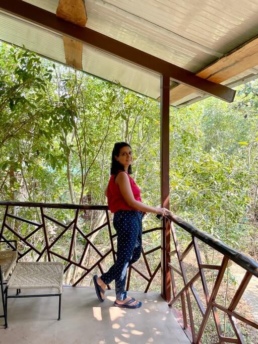 Author at the elevated cottage deck