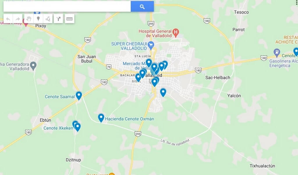 Map of best things to do in Valladolid Mexico
