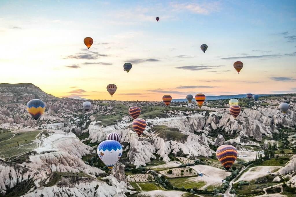 Cappadocia balloons at dawn