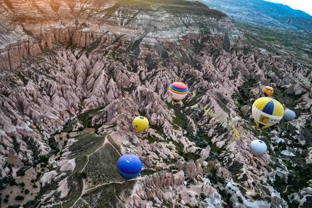 Balloons over rock cones and fairy chimneys