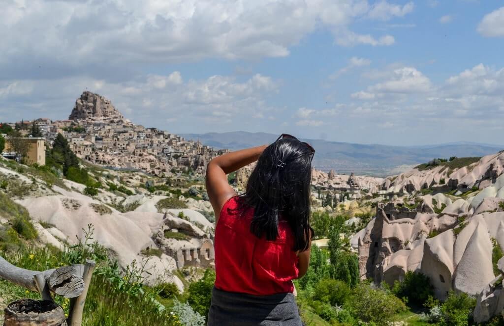 Author taking pictures at Pigeon Valley Cappadocia