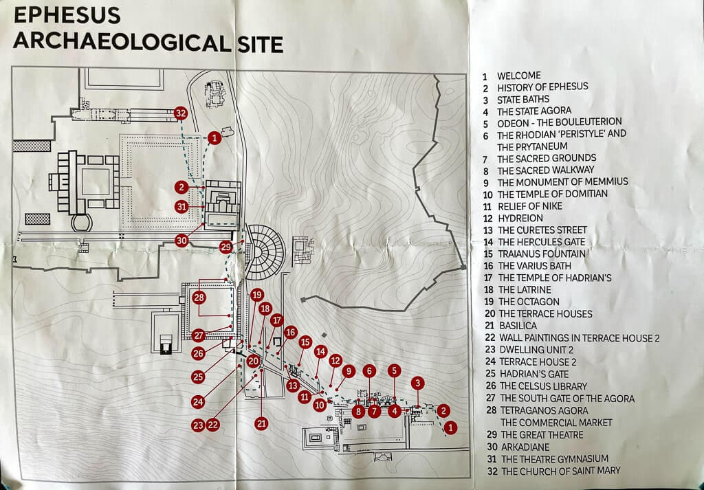 Map of Ephesus ancient city attractions