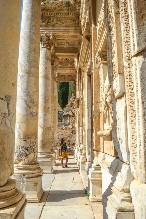 Author looks at the carvings of Celsus Library