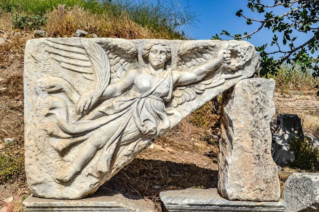 Nike sculpture at Domitian Square in Ephesus ancient city