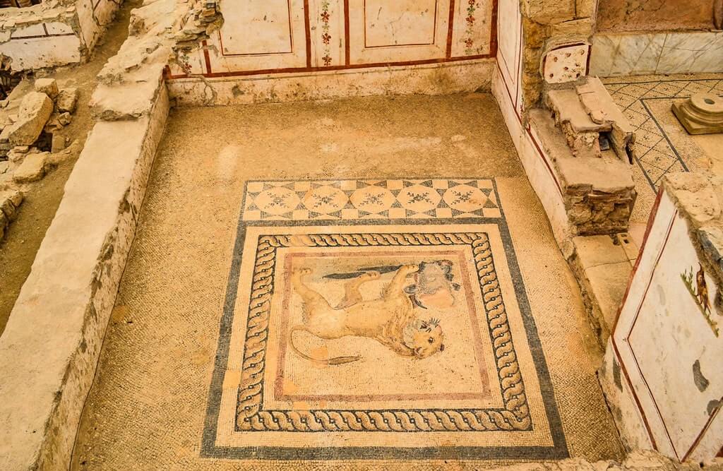 Mosaic of Lion at Ephesus Terrace House