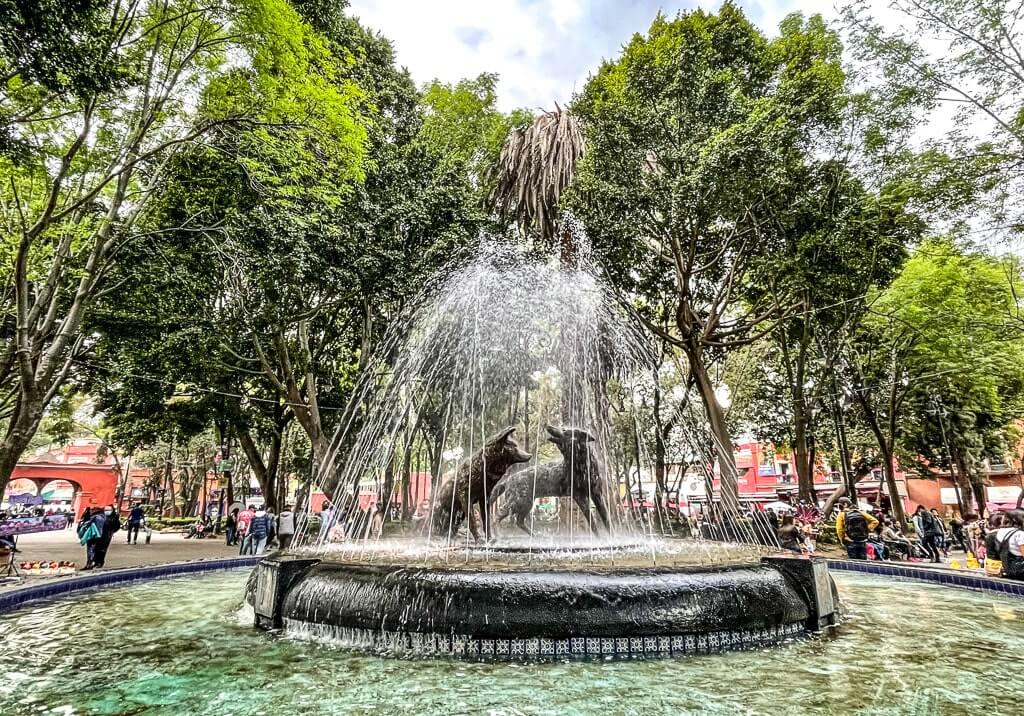 Coyotes fountain in Coyoacan