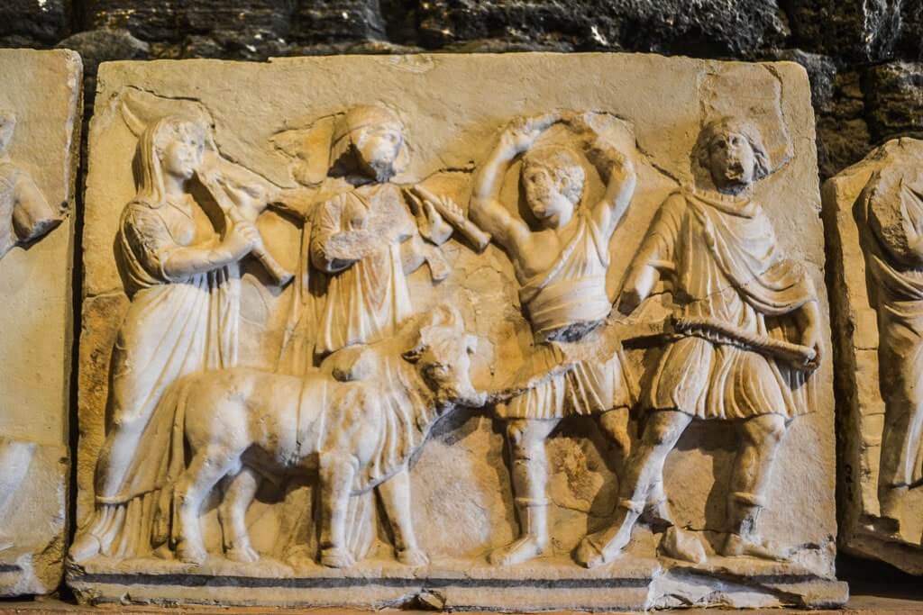 Artifacts and reliefs at the Hierapolis Archaeological Museum