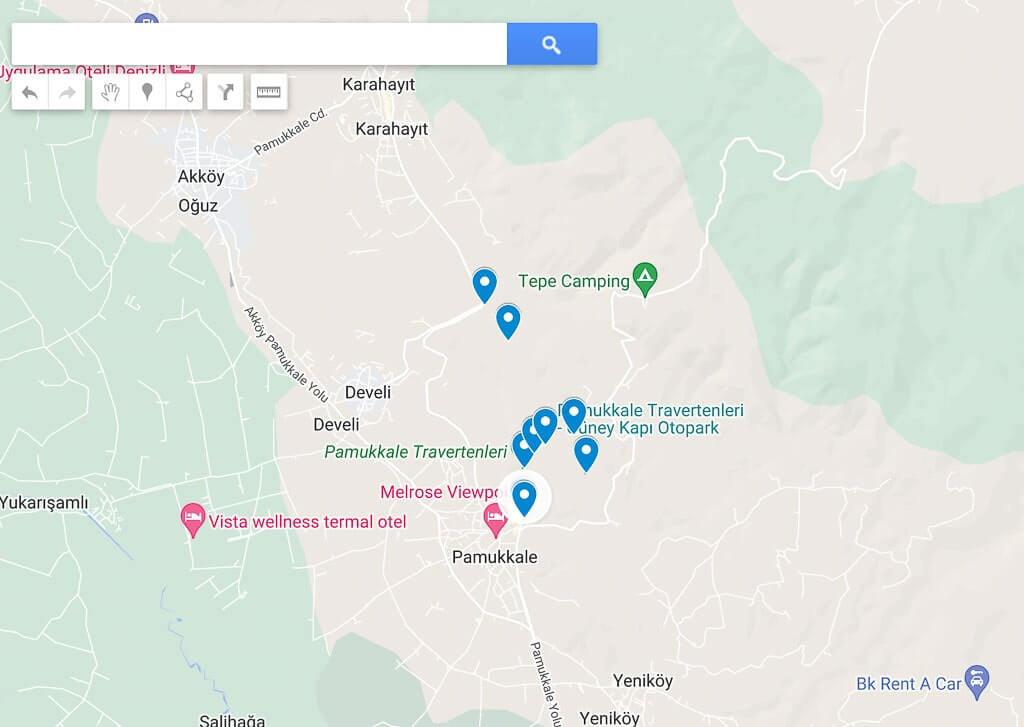 Map of Pamukkale attractions