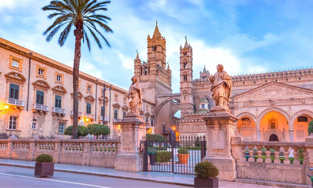 Cathedral in the historic center of Palermo in Sicily