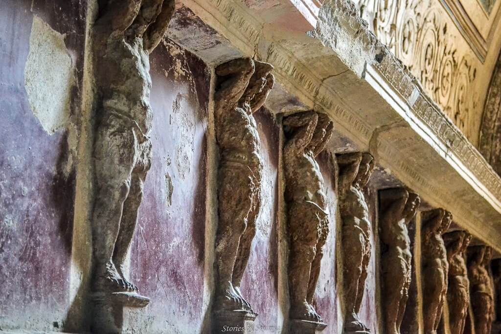 Wall sculptures in the Roman baths of Pompeii