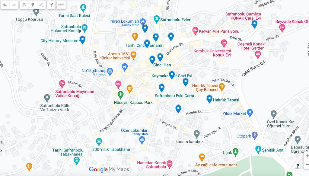 Interactive map of Safranbolu attractions