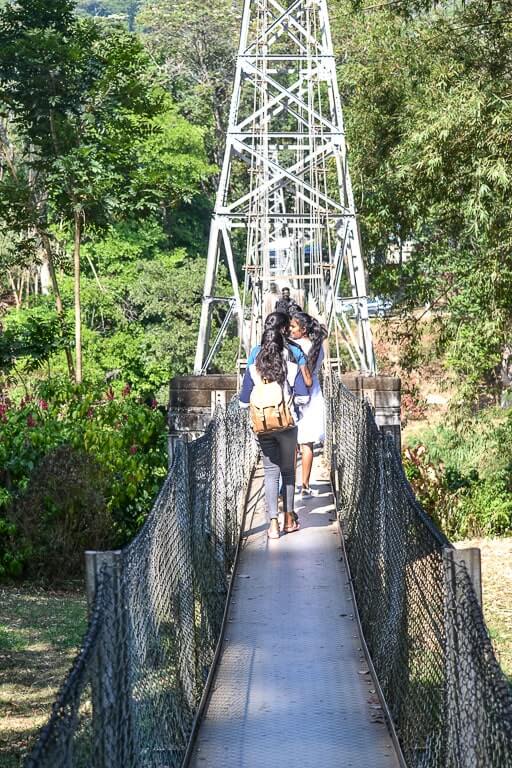 Hanging bridge at Kandy Botanical Gardens