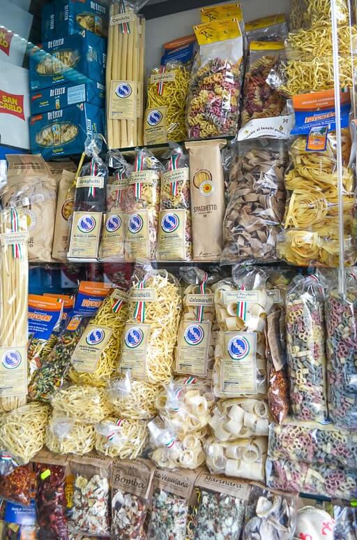 Pasta shop at Spaccanapoli in Naples.