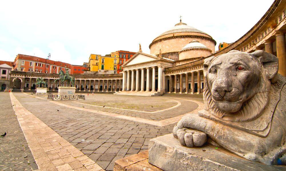 The happening Piazza Plebiscito in Naples Italy