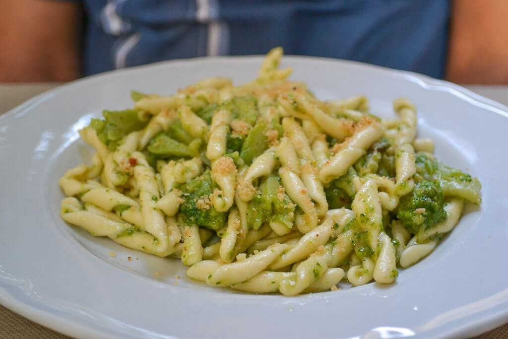 Trofie pasta with Ligurian pesto in Italy