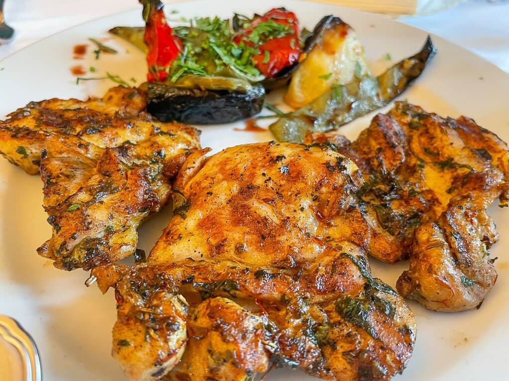 Chicken kebabs at Pandeli Restaurant in Istanbul