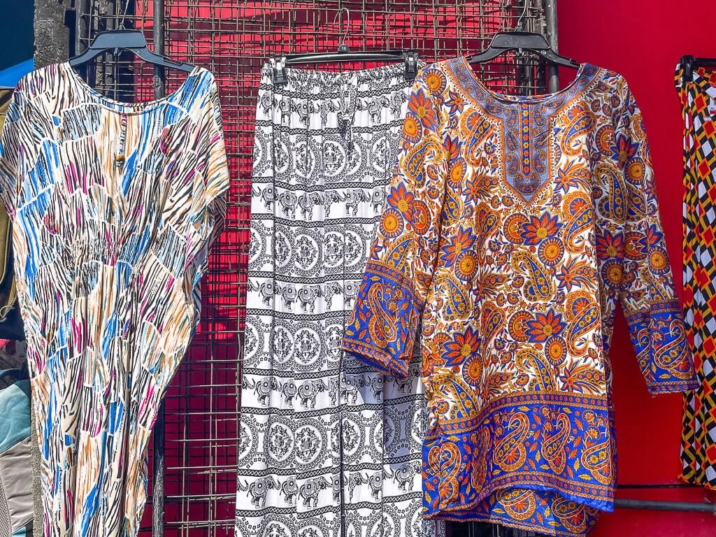 Cheap dresses and pants in Bentota Market