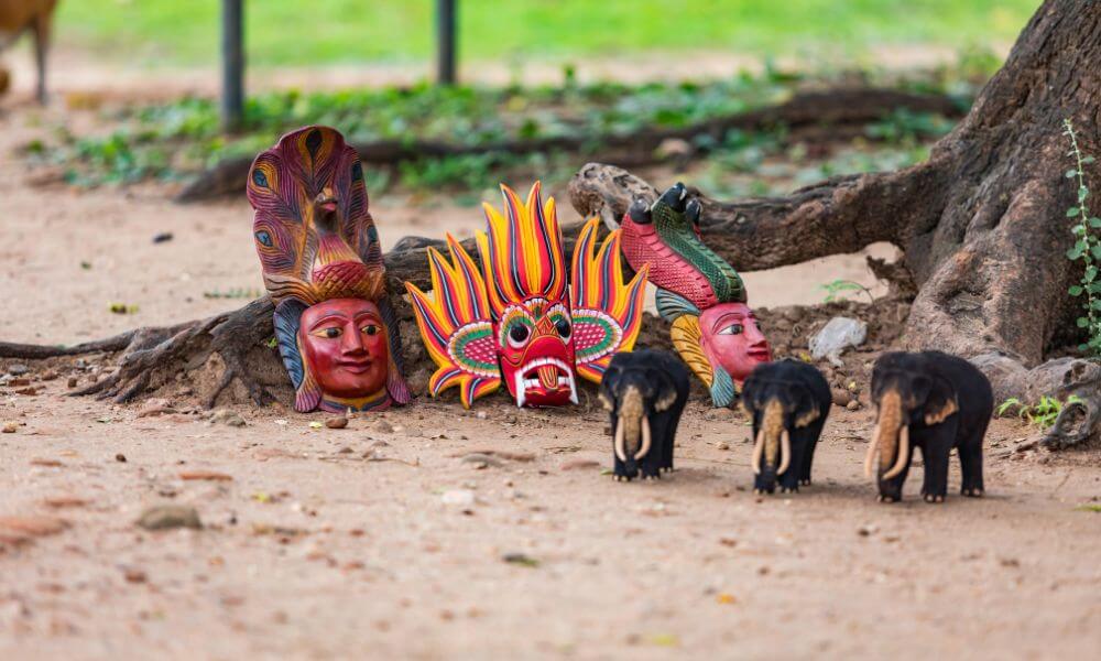 Wooden elephant souvenirs in Sri Lanka