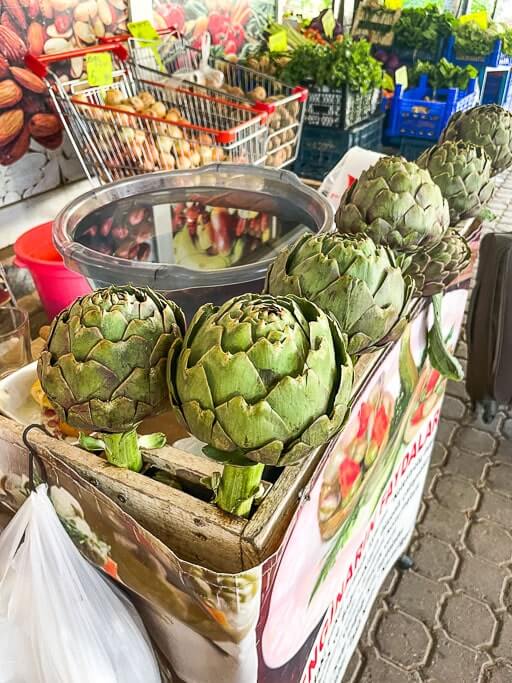 Fresh artichokes being sold in Istanbul during spring