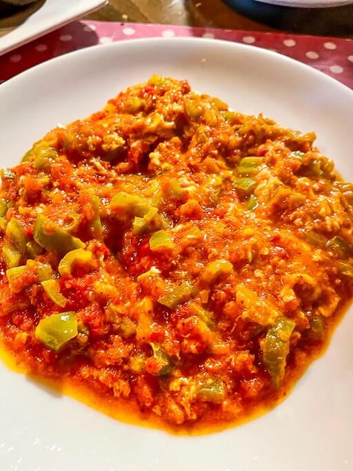 Istanbul menemen or scrambled eggs