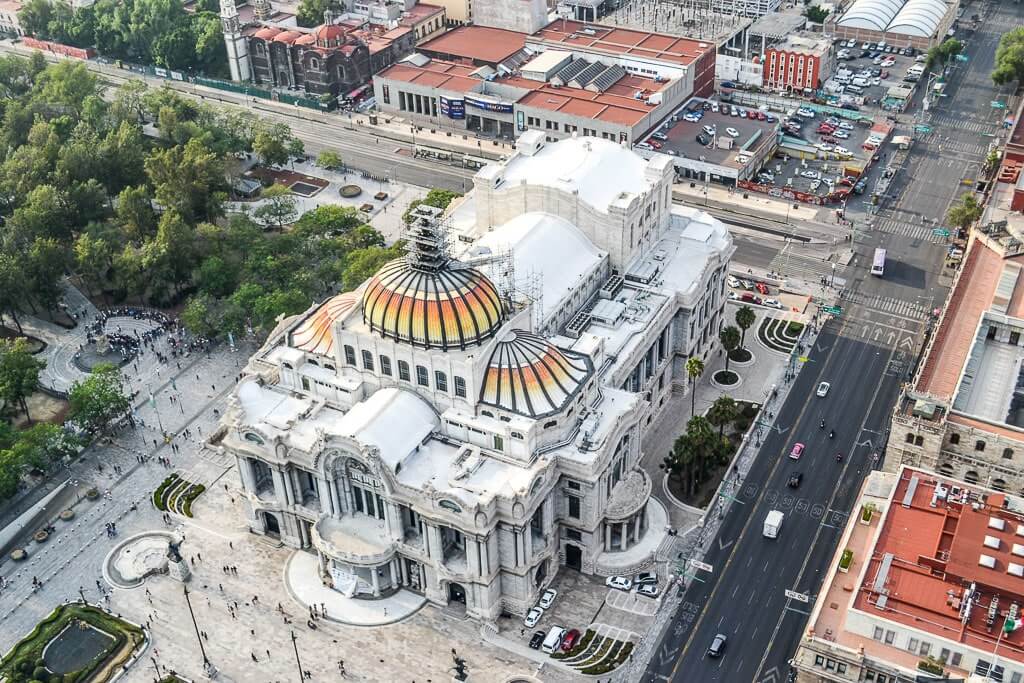 View of Palacio de Bellas Artes from the observation point at Torre Latino